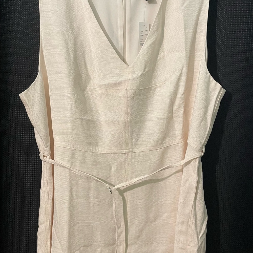 J Crew Woman’s Maxi Belted Dress Cream Color Linen Look NWT sz 18